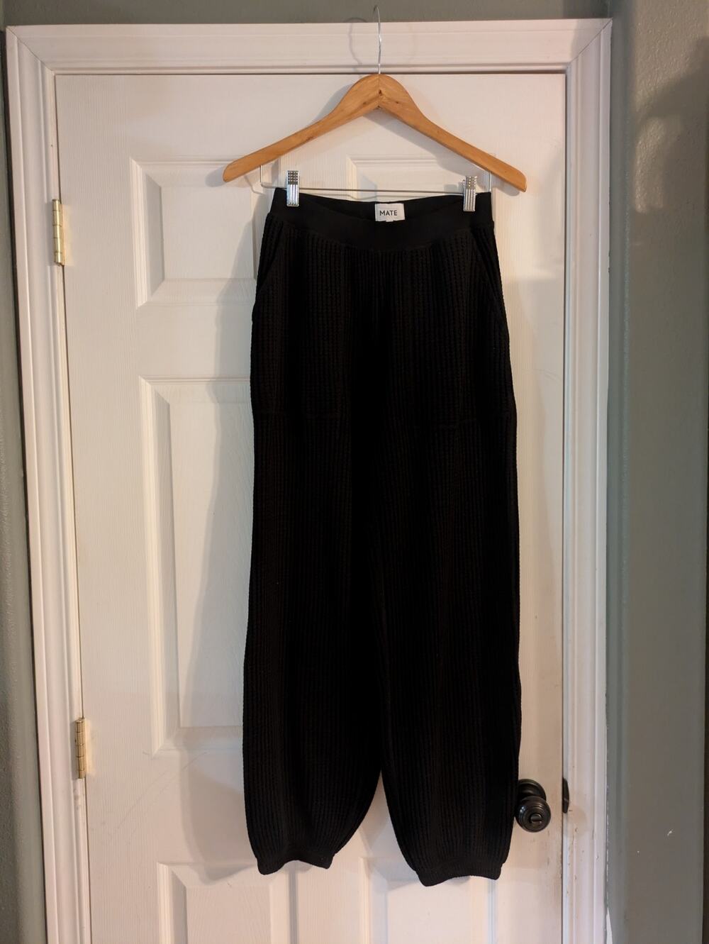 MATE The Label Organic Waffle Jogger Pants S Black RARE Sample